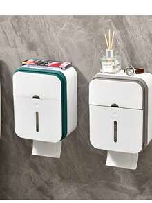 浴室免钻孔厕纸架 - 防水不锈钢，酒店风格壁挂式纸巾架，淋浴房收纳必备防水免钻孔厕纸架 - 不锈钢壁挂式纸巾架，酒店风格浴室纸巾收纳架，淋浴房必备 - 彩色 - 查看 2