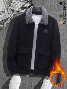 Men's Casual Thermal Lined Thick Zip-Up Padded Coat Coat, Winter Long Sleeve Corduroy Collar Work Jacket, Heavyweight Material, Men's Winter Jacket