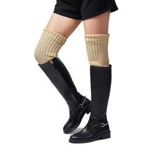 Leotruny Women's Winter Over Knee High Footless Socks Knit Leg Warmers - 米色 - 查看 4