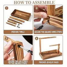 1 件复古风格木制珠宝展示架，多层设计珠宝收纳架，木制托盘 - 非常适合项链、耳环、戒指，包括底部托盘，用于额外存储，珠宝展示架，珠宝收纳架，圣诞节