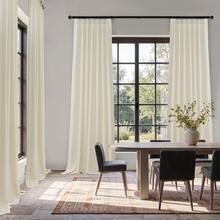 4 Panels Pinch Pleated Curtains Natural Linen Pinch Pleat Back Tab Semi-Shading Drapes With Hooks Rings Window Curtains Home Decor - Off White - View 2