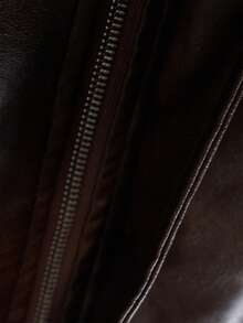 2025新款男士皮夹克春秋季休闲通勤商务翻领软PU外套 - 棕色 - 查看 6