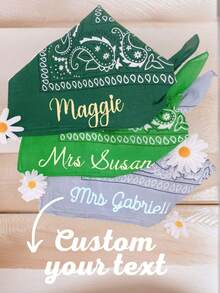 1 Customized Name And Date Women's Scarf, Headscarf, Square Scarf, Personalized Paisley Pattern Square Scarf, Customized Handkerchief, Vintage Square Scarf For Bridesmaids, Party Gifts, Bridesmaid Gifts, Suitable For Weddings, Rock Music Festivals, Parties And Concerts, Suitable For Men And Women.