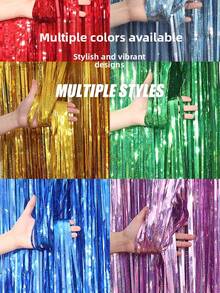 2m Laser Rain Curtain / 4m / 8m (Blue Laser + Champagne Set) / 2m (Champagne Rain Curtain) Light Gold Birthday Party Decor Background, Housewarming, Anniversary, Wedding Decor To Add Joyful Atmosphere