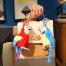 1pc Cute Realistic Parrot Plush Stuffed Animal Doll, Soft Plush Parrot Doll, Backpack Hanging Decor, Keychain, Children's Doll, Birthday/Christmas Gift - Multicolor - View 4