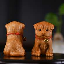 تمثال خشبي منحوت يدويًا لشكل كلب، نحت خشب العرعر، غير مكتمل، زخرفة كلب ريفي جميل، تميمة حظ فنغ شوي