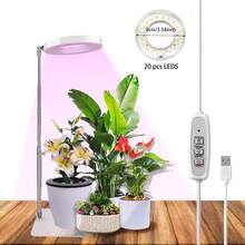 1 Stück LED Vollspektrum Pflanzenwachstumslicht mit 3-Gang-Timer, verstellbarer Teleskopstange für Zimmergärtnerei, USB-betrieben, polierte Oberfläche, perfekt für Keimlinge und kleine Pflanzen, Pflanzenbeleuchtung für Zimmerpflanzen