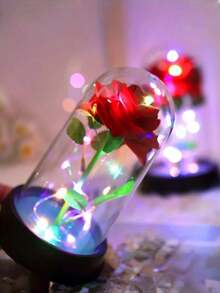 1pc Realistic Rose Lamp - With Lighting, Charming Red Rose LED Night Light - Battery Powered, Ideal For Bedroom And Desk Decor, Perfect Gift For Christmas, Mother's Day And Valentine's Day