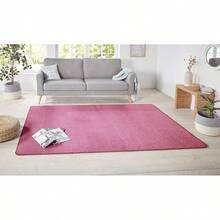 Home Nasty Läufer – Flauschiger Kurzflor Teppich Einfarbig Unifarben für Esszimmer, Wohnzimmer, Kinderzimmer, Flur, Schlafzimmer, Küche – Uni Blau, 80x150cm-David - Rosa - Übersicht 1