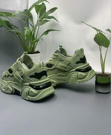 Multi Functional Thick Soled Men's Skateboarding Shoes Sports Shoes, Breathable Mesh Upper And Durable PU/Rubber Sole, Lace Up Casual Sports Shoes With Blue Decoration, Very Suitable For Casual Wear, Versatile Shoe Accessories