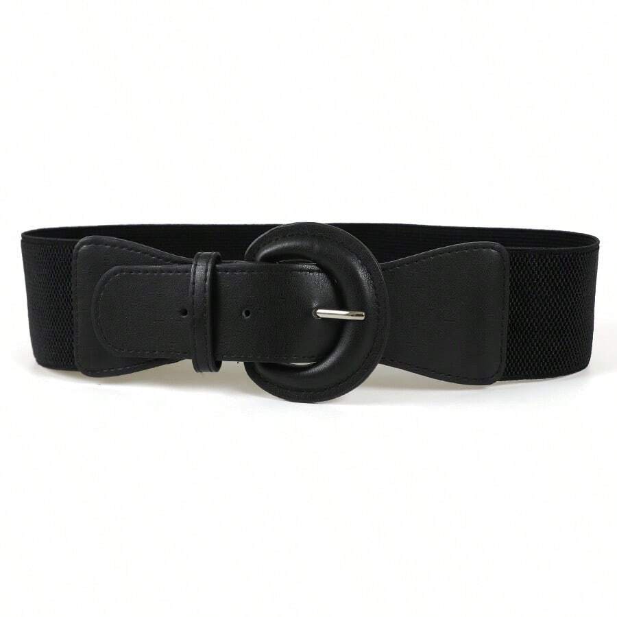 Cinturón elástico casual para mujer, ciñedor de cintura de piel sintética versátil para traje, vestido, abrigo, de unicolor