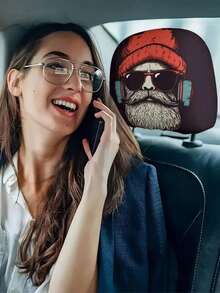 1/2 pièces Housse de repose-tête de voiture avec homme barbu de Noël, housse de protection de siège, ajustement universel, convient pour les scénarios de conduite longue distance et de voyage d'affaires, cadeau surprise idéal pour les meilleurs amis et Halloween