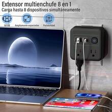 Regleta de enchufes multipunto 16 en 1 con protector de extensión eléctrica, supresor de sobretensiones, 1.8, 12 enchufes y 4 USB (2 USB-C), enchufe elegante, perfecto para el hogar y la oficina (negro) - Negro 3 - Ver 3