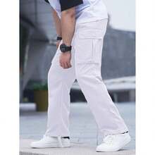 ALLABREVE Mens Casual Joggers Pants Hiking Drawstring Chino Cargo Pants Straight Leg Pants - 白色 - 查看 5