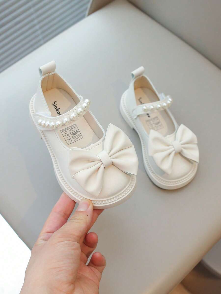 1 Pair Solid Color Bow Decor Black Flat Princess Style Loafers, Comfortable & Fashionable Children Flat Shoes