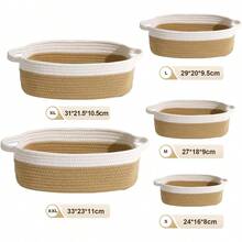 5 Piezas Canastas Organizadoras con Asa,Cesta Organizadora de Algodón,Caja Cestas de Almacenamiento,para Baño de Tela para Organizar Estantes,Baño,Juguetes,Clóset,Ropa,Maquillaje (Marrón + Blanco) - Marrón + Blanco - Ver 5