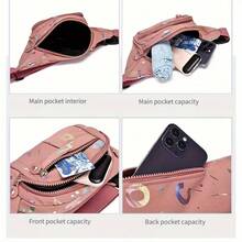 2026 Solid Color Quilted Waist Bag - Casual Large Capacity Zipper Chest Bag Bum Bag, Adjustable Crossbody Bag, Daily Use, Lightweight And Waterproof, Waist Bag Women's High-End Crossbody Bag Women's Sports All-Match High-Quality Light Luxury Women's Bag, Christmas Gift, Halloween Gift, Thanksgiving Gift, New Year Gift,Mother's Day,Mom,Mother's Day Gift,Flower,Jewelry,Mother's Day Decorations,Mother's Day Party Supplies,Women,Pink,Gift Set - 黑色 - 查看 4