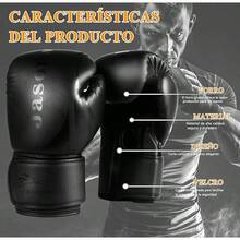 Jasonwell Guantes de Box 10 12 14 16 Oz para Entrenamiento y Costal - Protector Bucal Incluido - Absorción de Impactos para Boxeo, Kickboxing y Gym - Negro - Ver 3