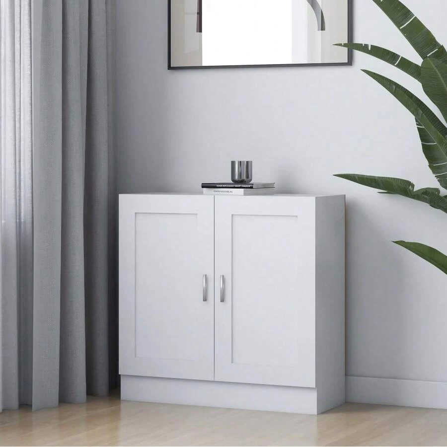 Librería Larryhot Blanca 82,5x30,5x80 cm Madera de ingeniería, resistente y duradera, fácil de montar, estilo decorativo, adecuadA, Para guardar adornos, figuras, libros, pequeños objetos, etc. - Blanco - Ver 1