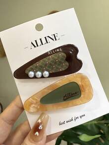 1 pièce Clip à cheveux en forme de cœur décoré de perles, à carreaux et à pois. Accessoire de cheveux minimaliste pour fille. Pinces à cheveux, barrettes à cheveux, épingles à cheveux