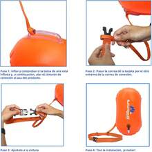 TAGNEFLOR Boya de Natación Aguas Abiertas - Flotador de Natación Salvaje,Flotador de Remolque Ligero con Bolsillo Impermeable para Teléfono |  Visibilidad Alta | Adultos/Niños - Naranja - Ver 11