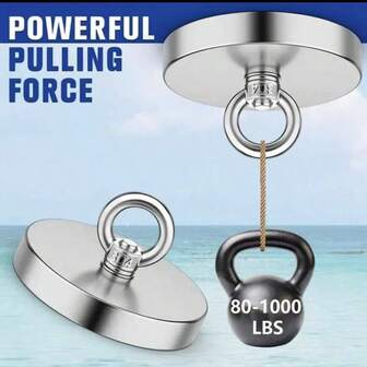 1 Pc Deep-Water Magnetic Iron Belt Lifting Ring Capable Of Withstanding 140kg Pulling Force, Fishing And Salvage Magnet, Single-Sided Circular Neodymium Iron Boron Anti-Collision Pot Magnetic Strong Salvage Magnet