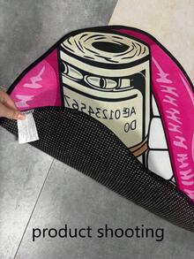 1件装唇印美元图案地毯，时尚创意地毯，家居装饰垫，适用于厨房、玄关、卧室、浴室、客厅、游戏室、衣橱、餐厅、后院，易于清洁，厚绒地毯，适合秋冬季浴室厨房装饰。 - 粉色 - 查看 6