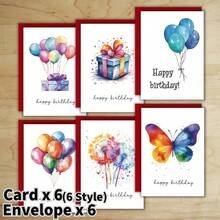 6 طقم بطاقات عيد ميلاد ملونة بألوان نمط مائية مع مغلفات، بطاقات ملاحظات فارغة لعيد الميلاد بكميات كبيرة للعائلة والأصدقاء والزملاء