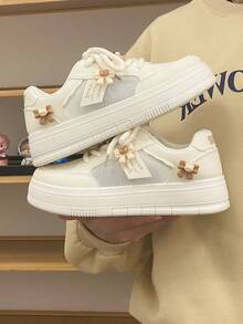 Cartoon lässige süße Preppy College Sport Mode Straßen Stoff Schnalle dicke Sohle Chunky Sneaker, Outdoor Lässig Schuhe für alle Jahreszeiten, Größe 35-40