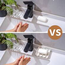 Ceramic Soap Dish, Draining Bar Soap Holder Tray, Soap Saver Shower, Bathroom, Sink, Kitchen And Countertop, Decorative Square Soap Dish, Green 1 Pcs