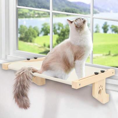 Percha de ventana para gatos, hamaca para gato, asiento resistente para ventana de gato, puede contener hasta 30 libras, no se requiere taladrar, colgando sobre la cama, al lado de la mesa, sofá