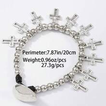 1PC New Simple And Fashionable Street Y2K Asymmetric Cross Clover Round Tassel Braided Bead Bracelet, Suitable For Men And Women's Daily Matching, Suitable For Party And Birthday Gifts Autumn/Winter Halloween