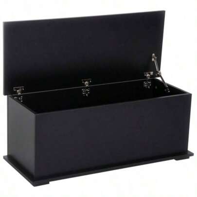 The 113L Storage Chest, Storage Box With Flip - Top Lid And 2 Safety Hinges, Storage Trunk Living Room, Entryway, 40x 40, Black