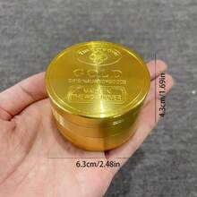 1.6/2/2.5英寸金属金币草药研磨器四层研钵杵手动粉碎机锌合金磨烟草研磨器香烟雪茄工具吸烟配件礼品 - 金色 - 查看 7