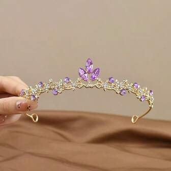 1pc Women's Fashion Princess 3D Crown Rhinestone Headband, Elegant Birthday Hair Accessory, Coronas, Tiara, Costume Crown, Hair Garland, Head Wreath, Hair Vine, Headpiece, Hair Circlet, Tiara Crown, Wedding, Bridesmaids Gifts, Looks Of Party