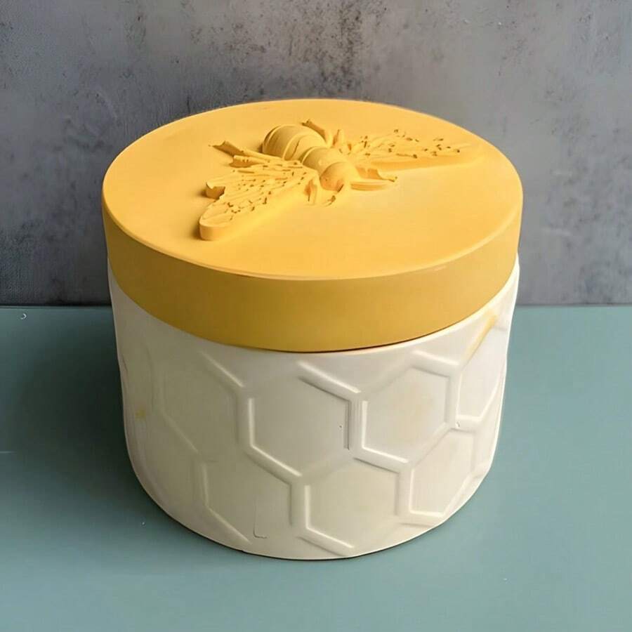 Bee Jar Silicone Mold With Lid - DIY Epoxy Resin, Cement & Clay Casting Mould For Jewelry Storage Box, Candle Cup & Home Decor Crafts