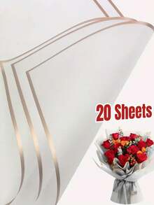 20 tờ giấy gói quà kiểu Hàn Quốc viền vàng, thích hợp cho đồ thủ công DIY, gói quà tặng, trang trí hoa, kích thước 23 x 23 inch, giấy lụa, phụ kiện bó hoa (Màu hồng) - Nhiều màu - Xem 4