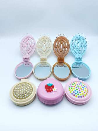 1pc Portable Air Cushion Comb, Hollow Foldable Massage Comb With Mirror, Travel Essential