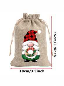 12pcs Christmas Burlap Gift Bags, Santa Linen Drawstring Bag Set, For Holiday Party Gifts And Jewelry Storage. Suitable For Christmas And New Year Party Supplies,Gifts For Women,Christmas Gifts,Gift Ideas For Women