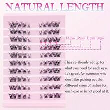 Lash Clusters Wispy Left And Right, Eye C Curl Eye Eyelash Clusters Natural Wispy Cluster Eyelash Extensions 9 - 14MM Band False Eyelashes 9mm 11mm 12mm 14mm - 黑色 - 查看 5