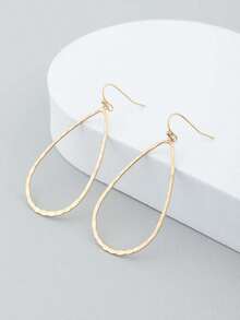 Hollow Out Water Drop Earrings - 黃金 - 查看 2