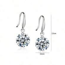MONALLY 1pair Elegant Silver Cubic Zirconia Drop Earrings Glitter Style Women's  Parties - 耳環 - 查看 5