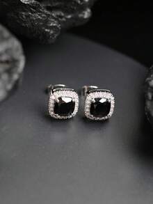 CVNANA 2入組冰糖朋克垂墜耳環男女嘻哈時尚鑽石耳針,精美時尚珠寶