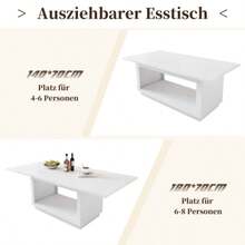 Extendable Dining Table, Square Dining Table, Coffee Table, Length 140/180 X Width 70 X Height 76.5 Cm, Modern And Simple Dining Table, White