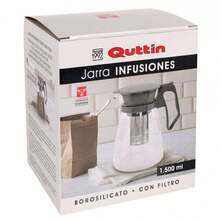 ZYLX SHOPPING – Jarra de Infusiones Quttin con Filtro Acero Inoxidable 1100 ml / 1500 ml Vidrio Borosilicato - Gris - Ver 7