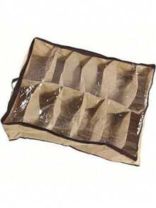 1pc Under Bed Shoe Cabinet Organizer, 12 Grids Non-Woven Fabric Shoe Box With Transparent Zipper Cover, Window, Handle For Home Storage - Multicolor - View 7