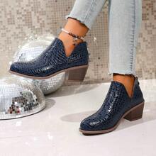 Stivali multicolore da donna, adatti per escursionismo, lavoro, feste, casual, vacanze, stile di moda, autunno/inverno - Blu - Visualizzare 5