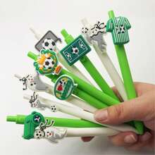 1pc/5pcs/10pcs Set Creative Football Themed Ballpoint Pens, Playful & Cute Green & White Football Design, Office Stationery Writing Pens [Ballpoint Pen, Quick-Drying Pen, Gel Pen], School Supplies, Cute Signature Pens, Suitable For Girls And Students, Classroom Rewards, Back To School Gifts - Multicolor - View 8