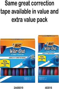 BIC Wite-Out Brand EZ Correct Correction Tape, 198 Feet, 4-Count Pack Of White Correction Tape, Fast, Clean And Easy To Use Tear-Resistant Tape Office Or School Supplies - ColorC - 查看 3