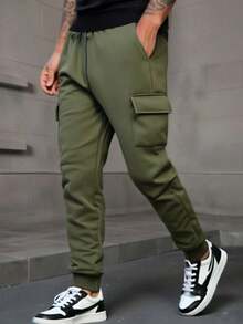 Men's Thermal Lined Cargo Pants, Thick Warm Casual Trousers With Multiple Pockets, Autumn/Winter